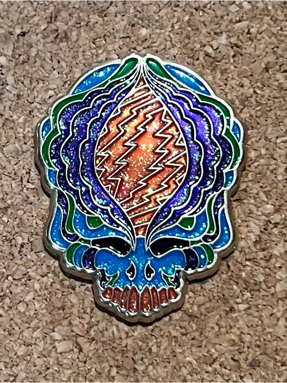 Grateful Dead Multicolor Lightning Skull Enamel Pin